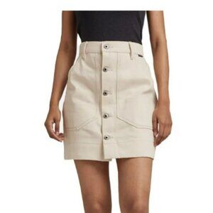 G-Star Workwear Slim Fit High Waist Short Denim Skirt Ecru Size 29